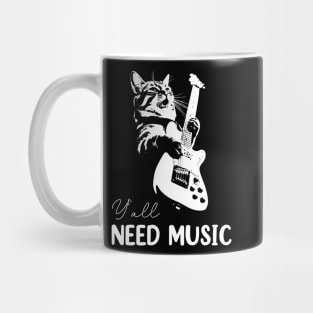 Cat Lovers Funny Cat Need Music Rock Cat Playing Guitar Mug